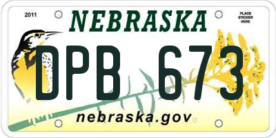 NE license plate DPB673