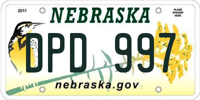 NE license plate DPD997