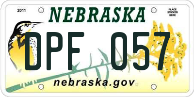 NE license plate DPF057