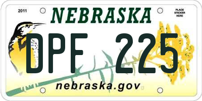 NE license plate DPF225