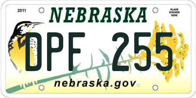 NE license plate DPF255