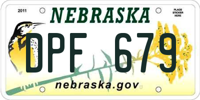 NE license plate DPF679