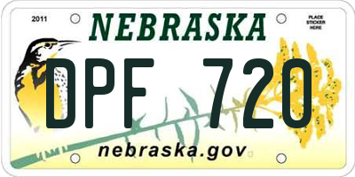 NE license plate DPF720