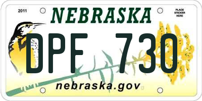 NE license plate DPF730