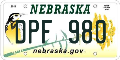 NE license plate DPF980