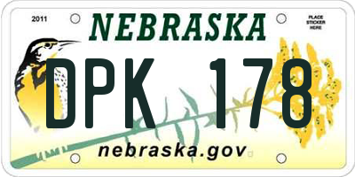 NE license plate DPK178