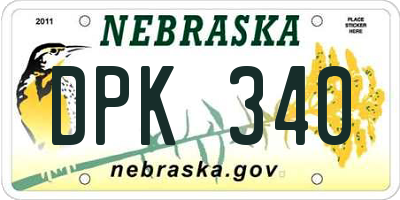 NE license plate DPK340