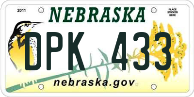 NE license plate DPK433