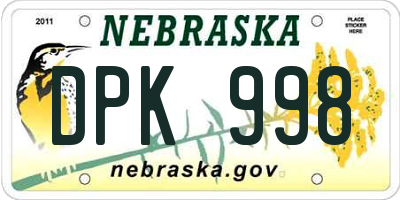 NE license plate DPK998