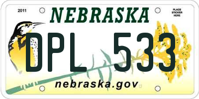 NE license plate DPL533