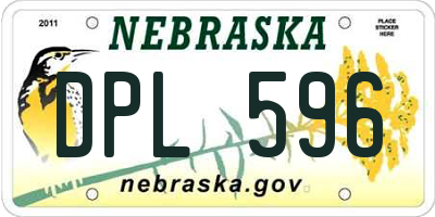 NE license plate DPL596