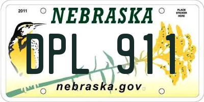 NE license plate DPL911