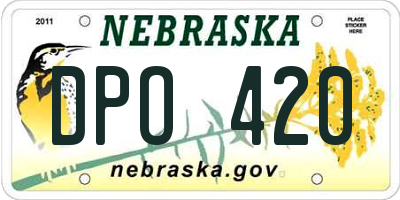 NE license plate DPO420