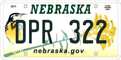 NE license plate DPR322