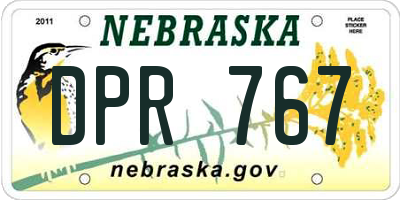 NE license plate DPR767