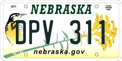 NE license plate DPV311