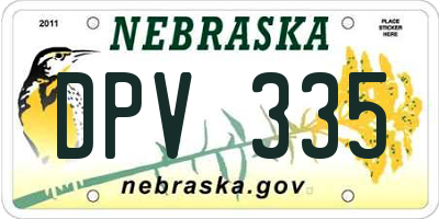 NE license plate DPV335