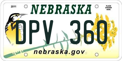 NE license plate DPV360