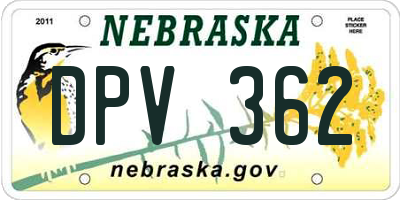 NE license plate DPV362