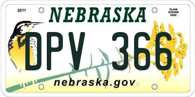NE license plate DPV366