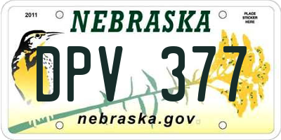 NE license plate DPV377