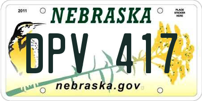 NE license plate DPV417