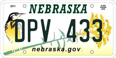 NE license plate DPV433