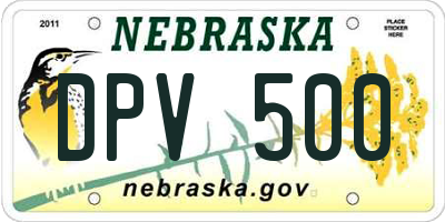 NE license plate DPV500