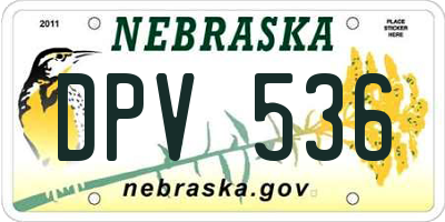 NE license plate DPV536