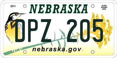 NE license plate DPZ205