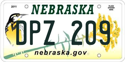 NE license plate DPZ209