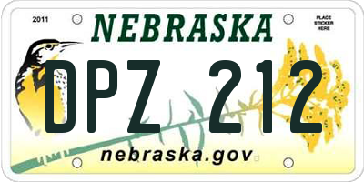 NE license plate DPZ212