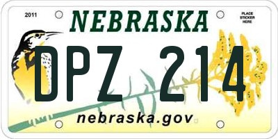 NE license plate DPZ214