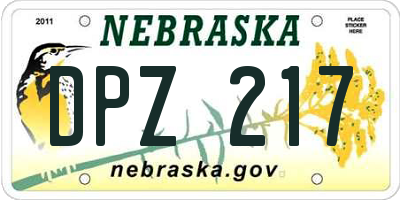 NE license plate DPZ217
