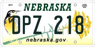 NE license plate DPZ218