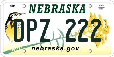 NE license plate DPZ222