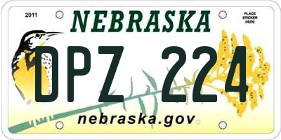 NE license plate DPZ224