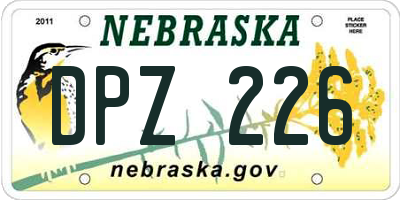 NE license plate DPZ226