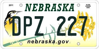 NE license plate DPZ227