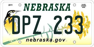 NE license plate DPZ233