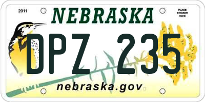 NE license plate DPZ235