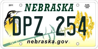 NE license plate DPZ254