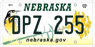 NE license plate DPZ255