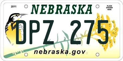 NE license plate DPZ275