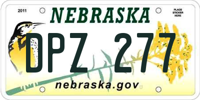NE license plate DPZ277