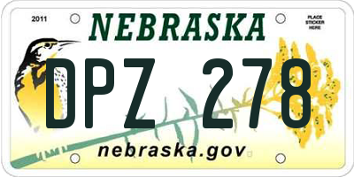 NE license plate DPZ278