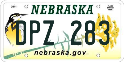 NE license plate DPZ283