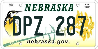 NE license plate DPZ287