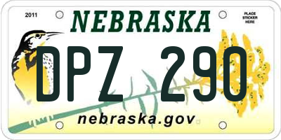 NE license plate DPZ290