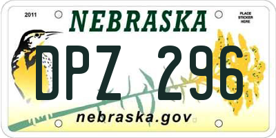 NE license plate DPZ296